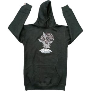 Women’s Black Rose Hooded Dress – Elegant & Comfortable